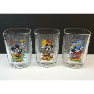 Set/3 McDonalds Walt Disney World Year 2000 Celebration Glasses Mickey Mouse